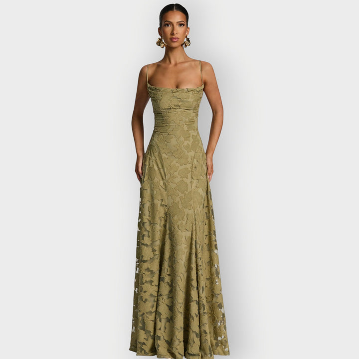 Maevira | Elegant Strapless Floral Evening Velvet Gown
